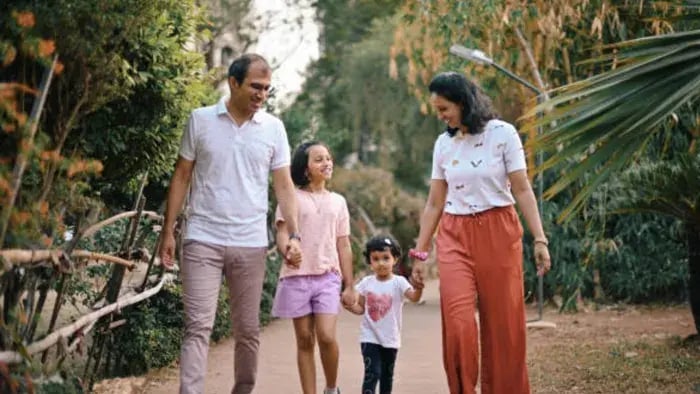 Indian kids with parents