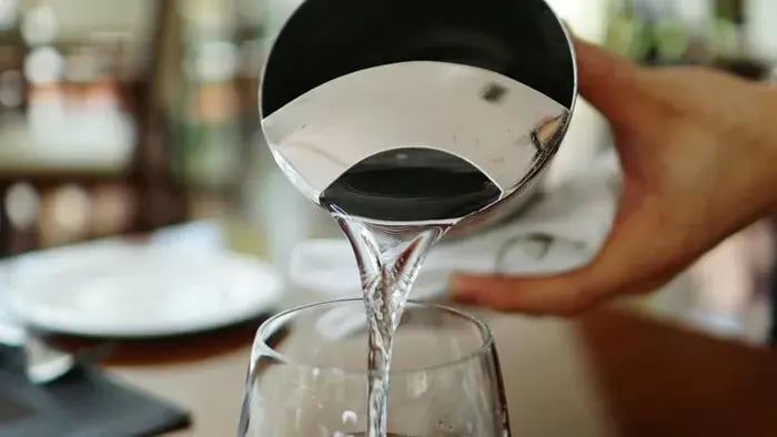 water being poured from a jug