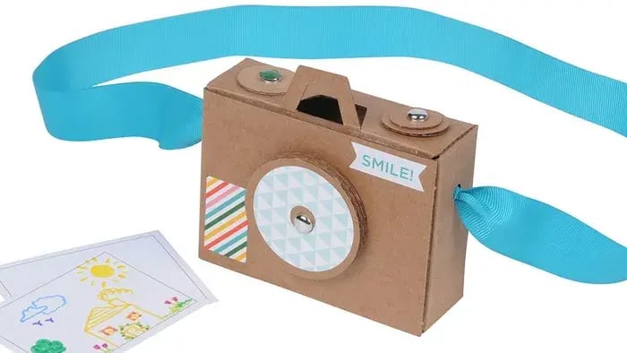 Cardboard Toy Camera With Ribbons