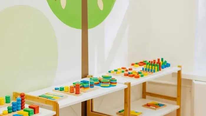 Play area with toys