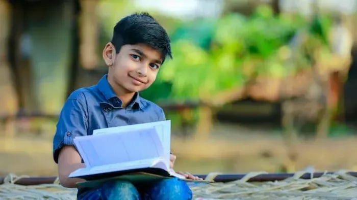 Indian kid studying