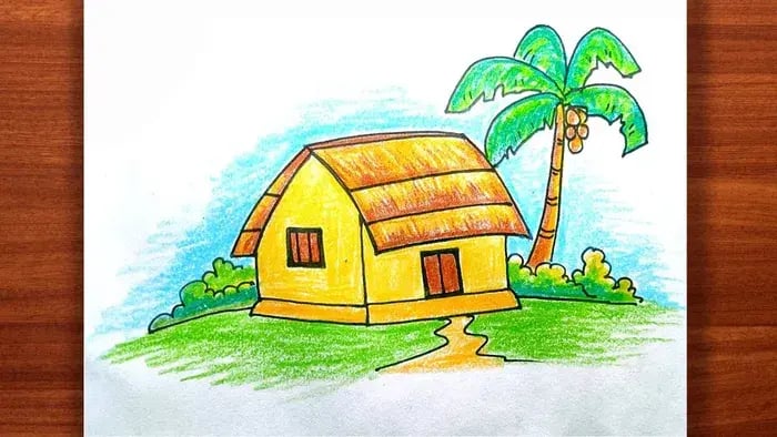 Hut with trees
