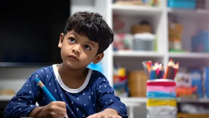 Indian kid studying