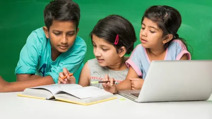 Indian kid studying