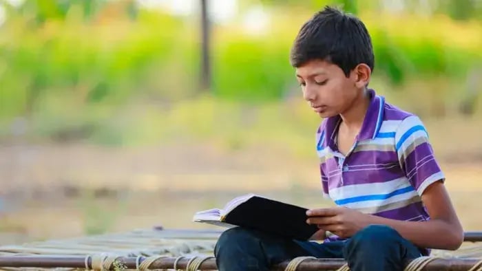 Indian kid studying