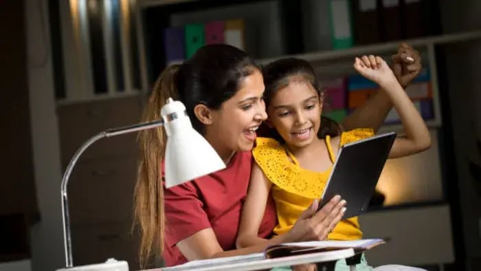 Indian kid studying