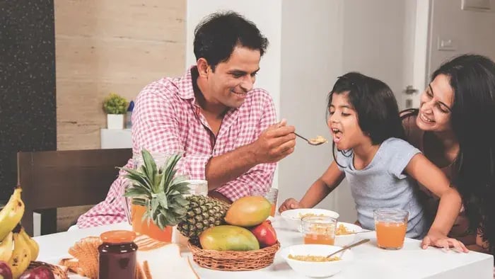 family eating together