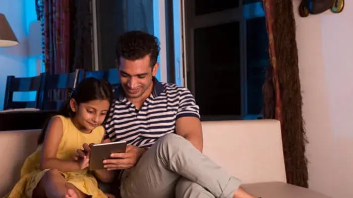 indian kids speaking with parents