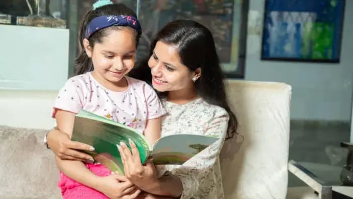 indian kids speaking with parents
