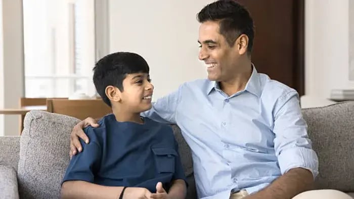 Indian kids talking to parents