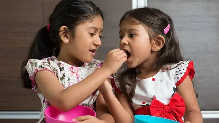 Indian Kids Eating Food
