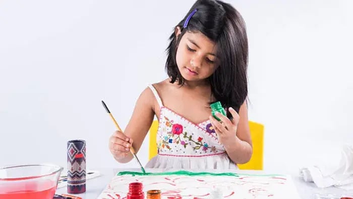 Indian Kid Doing Art And Craft