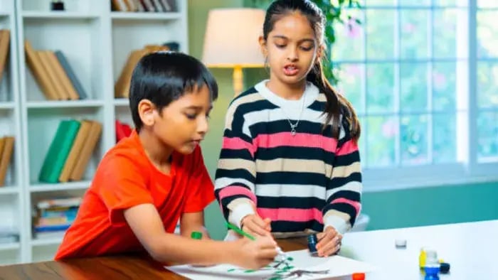 Indian Kid Doing Art And Craft