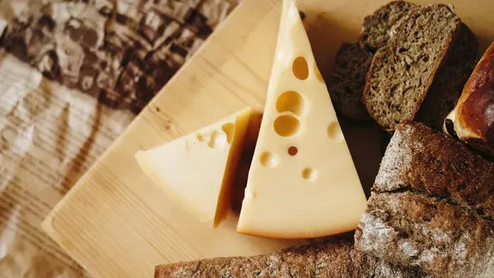 cheese cube on a platter
