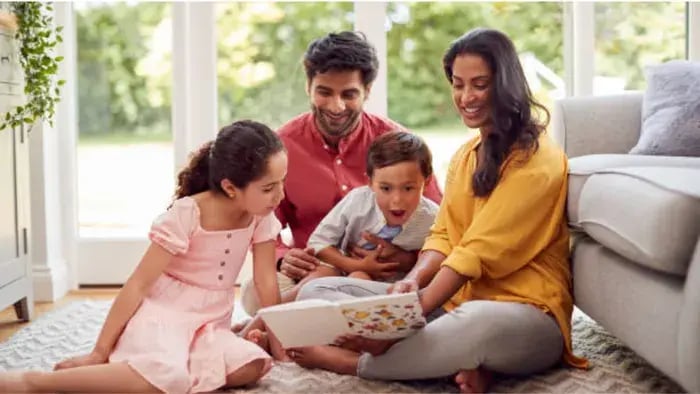 Indian kids and parents doing activities