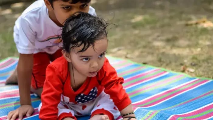 Indian kids enjoying with family