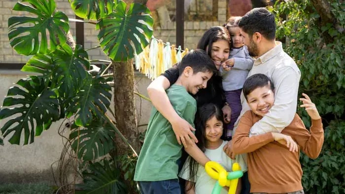 Indian kids enjoying with family