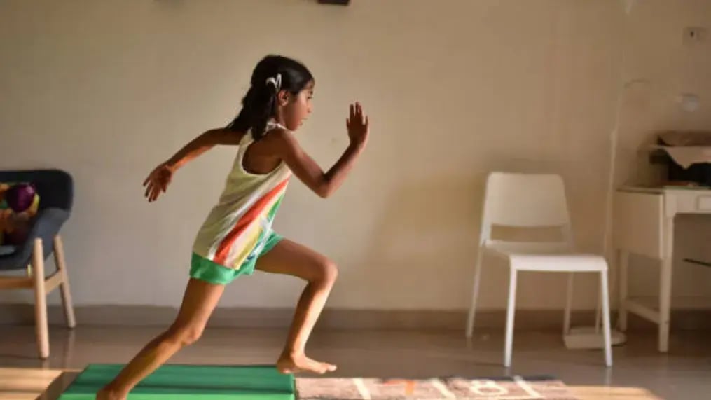 Indian kid doing eye exercises