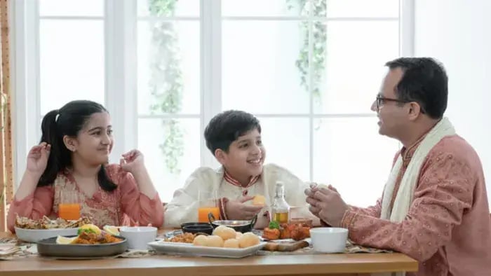 Indian kid having food