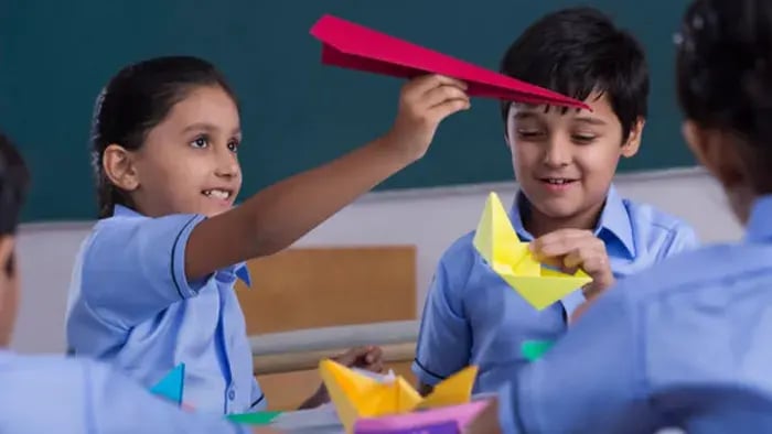 Indian kid enoying educational games