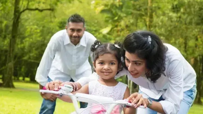 Indian kid and parent playing