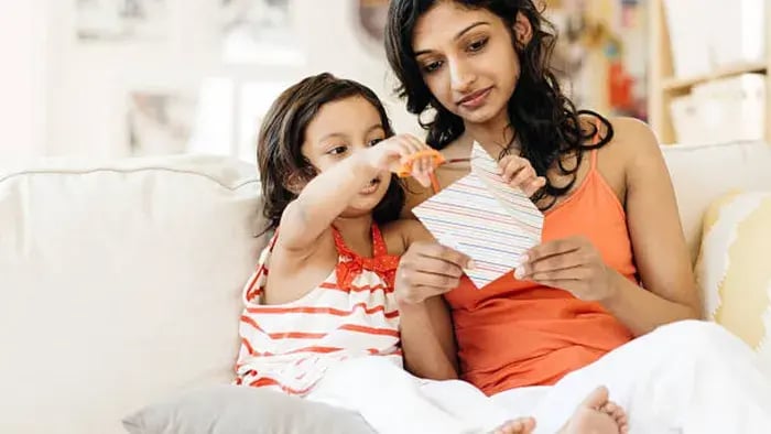 Indian kids making family tree