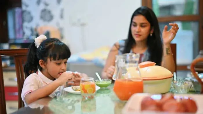 Indian Kids Eating Healthy Food