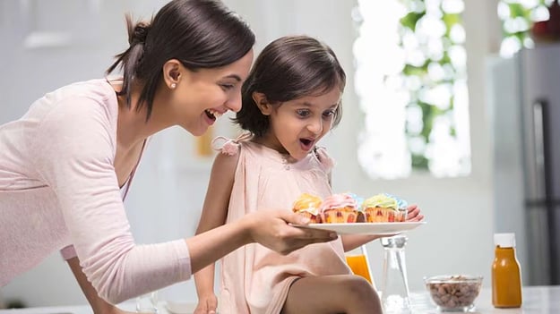 Indian kid eating