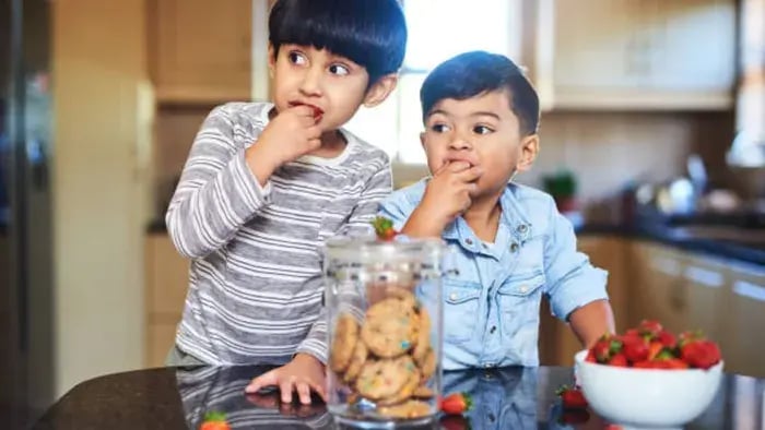 Indian kid eating