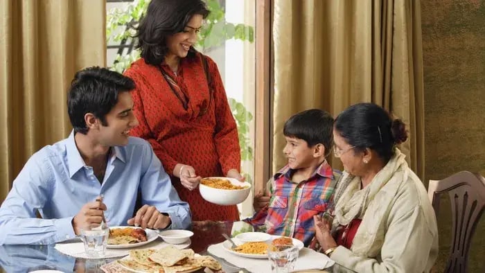 family having meal together