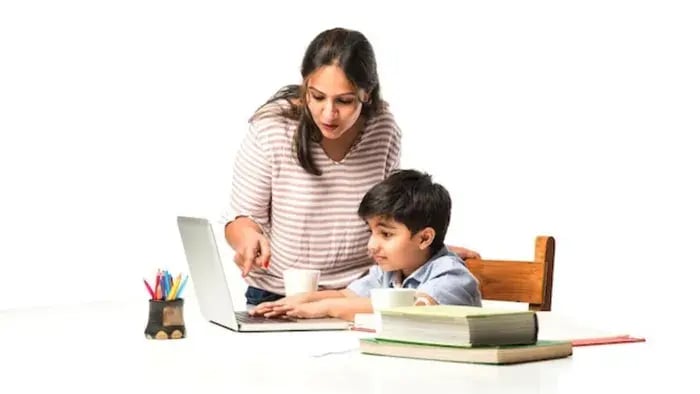 Indian kids working on computer