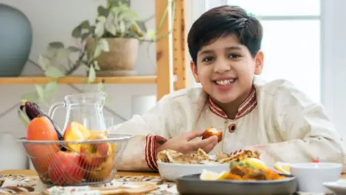 Indian kid eating