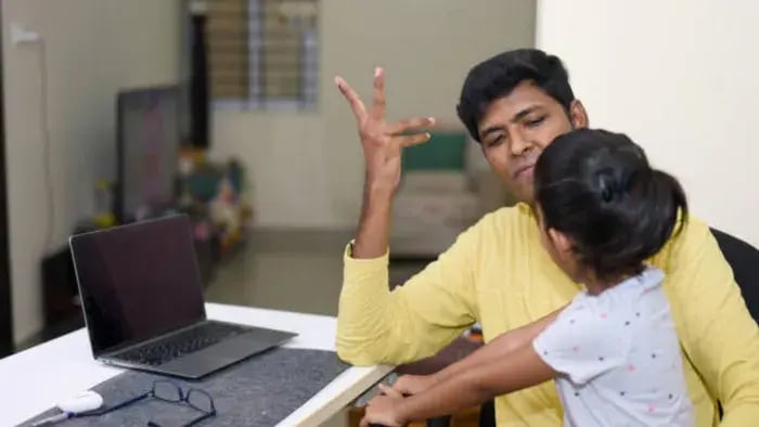 Introduction - Indian kids talking to parent