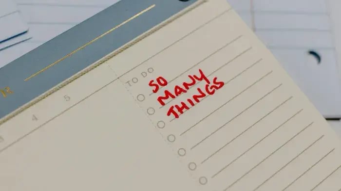 Planning journal marked with a sketch pen