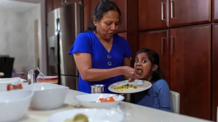 Indian kids eating food