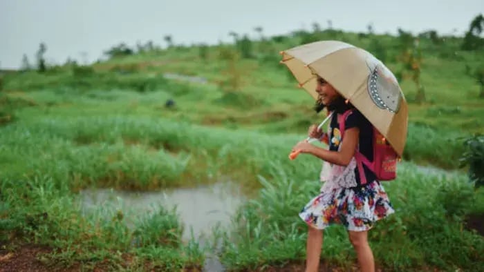 Indian Kid Exploring Monsoon