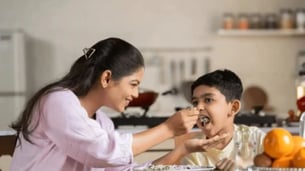 Indian kid eating