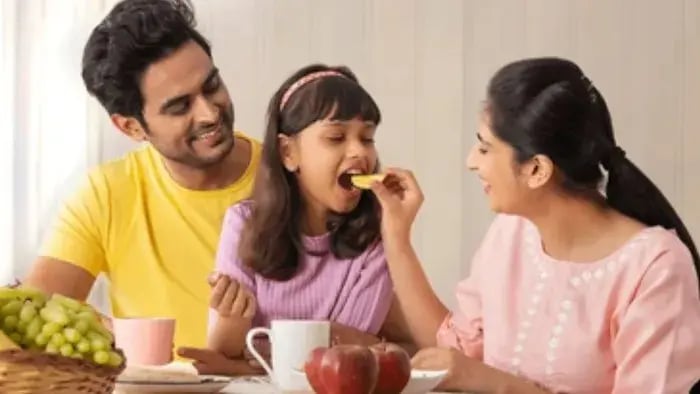 Indian kid eating