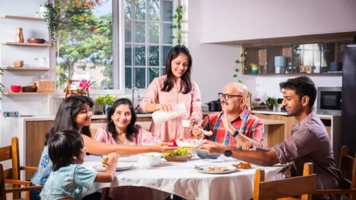 Indian Kids Eating With Family