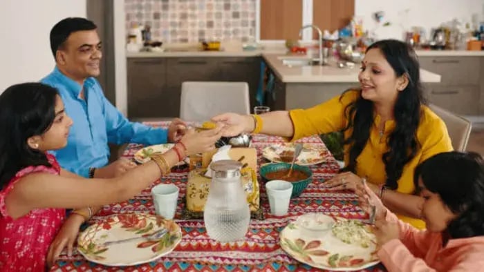 Indian Kids Eating With Family