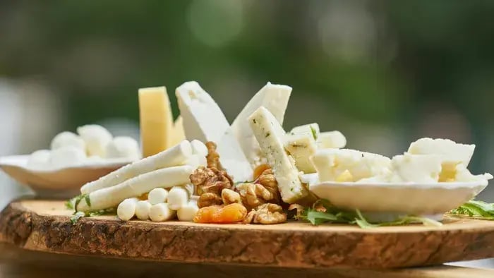 Different Types Of Cheese On A Platter