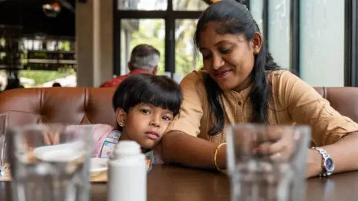 Indian kids eating food