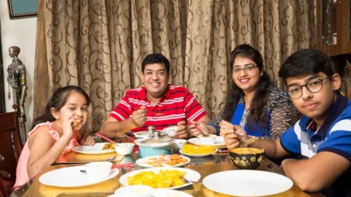 Indian kids eating food