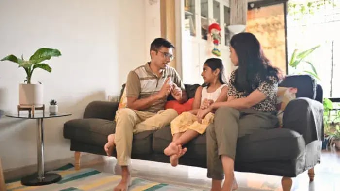 Practical Tips to Reduce Anxiety in Children and Teens - Indian kid and parents talking