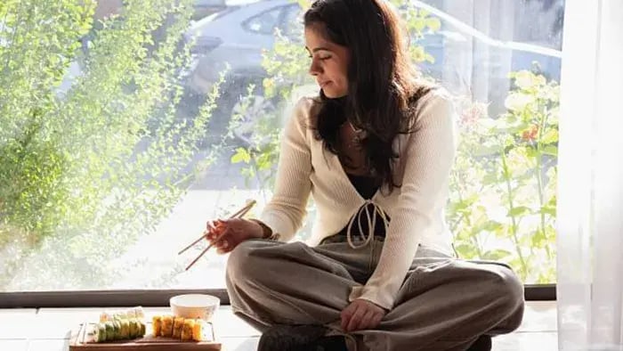 Indian teen eating