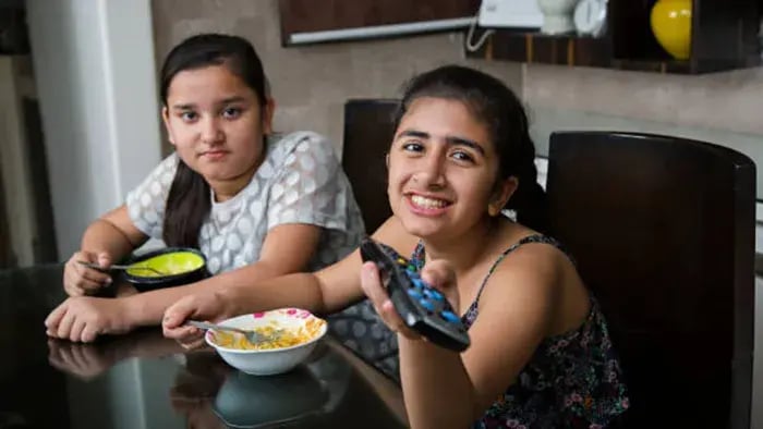 Indian teen eating
