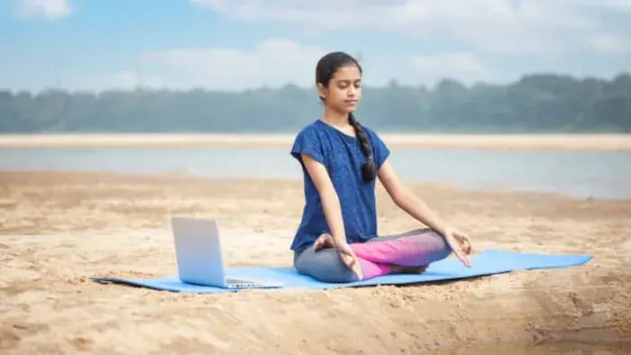 Indian kid meditating