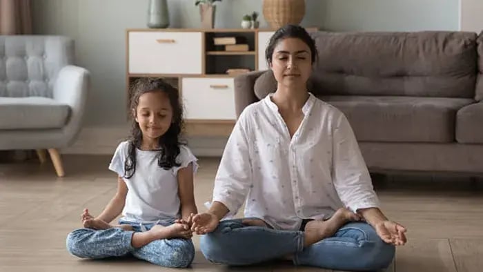 Indian kids doing yoga