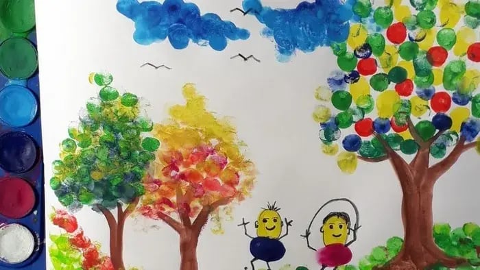 Trees And Kids Painting