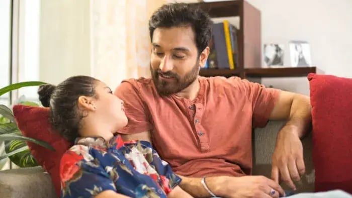 Indian kids talking to parents